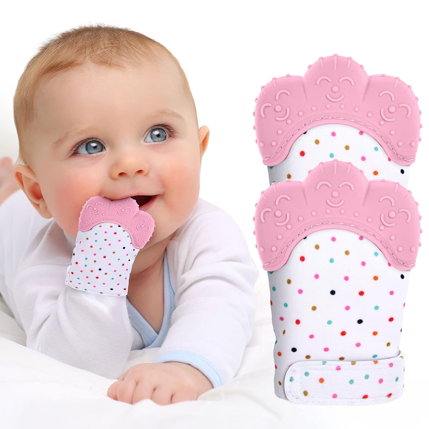 Teething Mitten Baby - قفازات عضاضة سيليكون آمنة على الغذاء