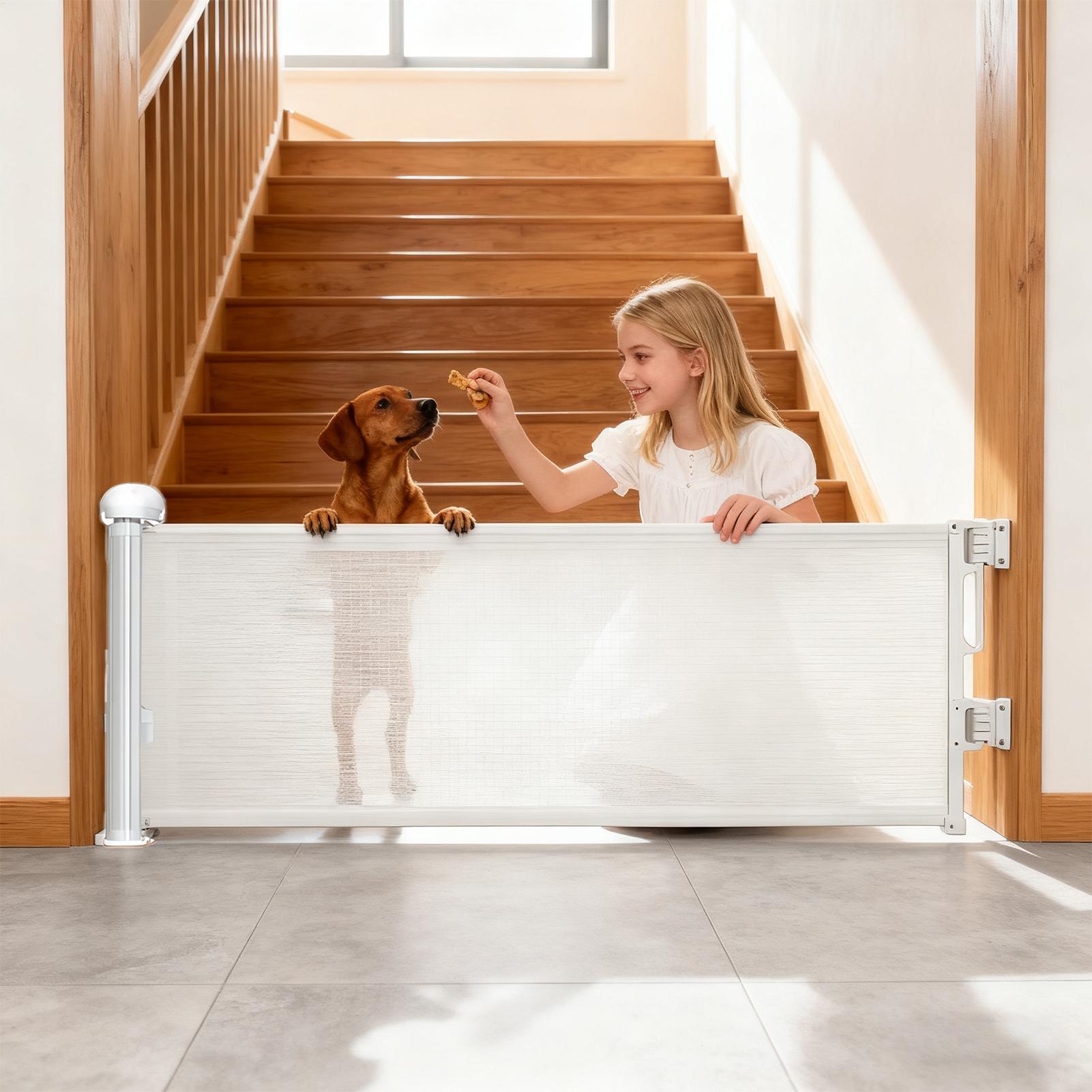 Baby Gate Stairs - قابل للسحب بوابة الكلب 17.7x59 بوصة