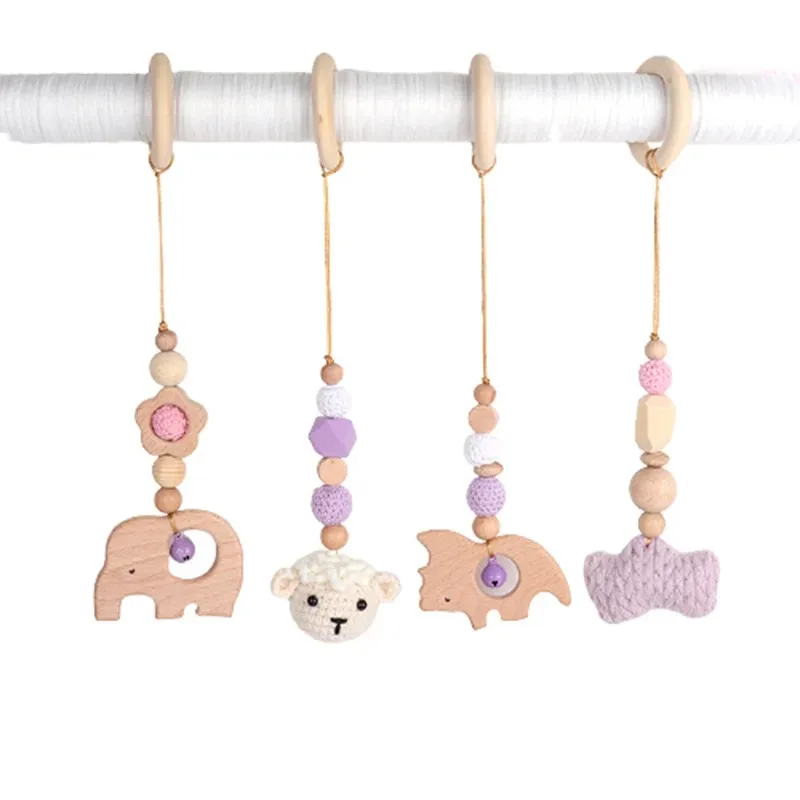 Baby Teethers - 4 قطعة ألعاب الأطفال الخشبية خشب