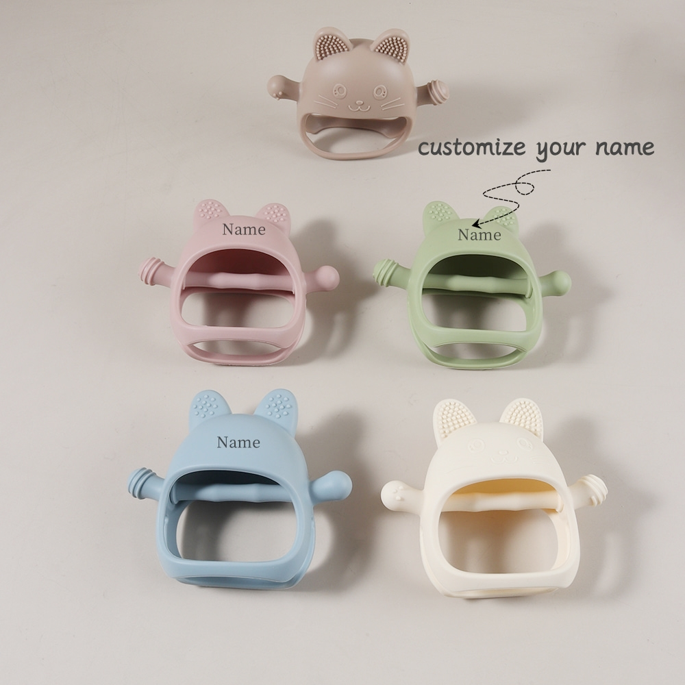 عضاضة أطفال مخصصة بالاسم، قفاز - مراجعة Teething Mitten Baby وسعره