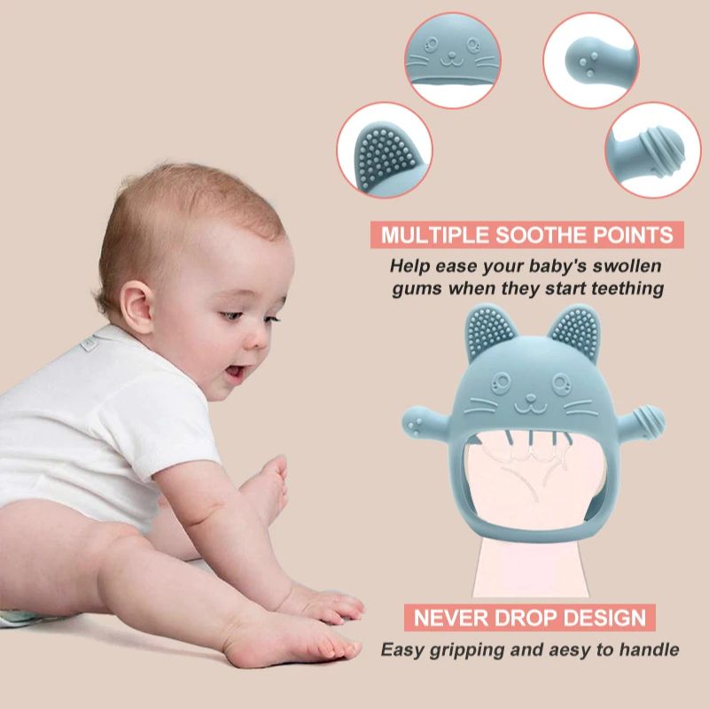 1 قطعة الطفل سيليكون التسنين ق - مراجعة Teething Mitten Baby وسعره
